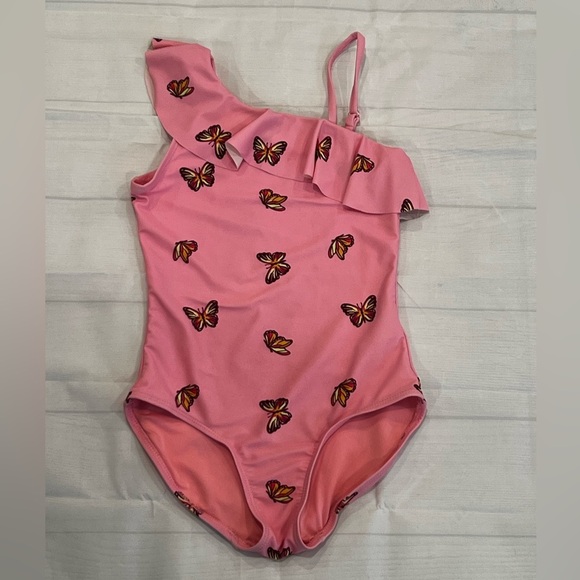 OLD NAVY Pink Butterfly One-Shoulder Swimsuit/size 8 - Picture 4 of 9